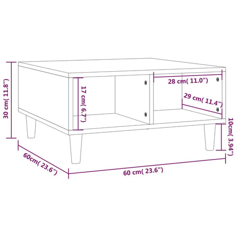 vidaXL Coffee Table Brown Oak 60x60x30 cm Engineered Wood