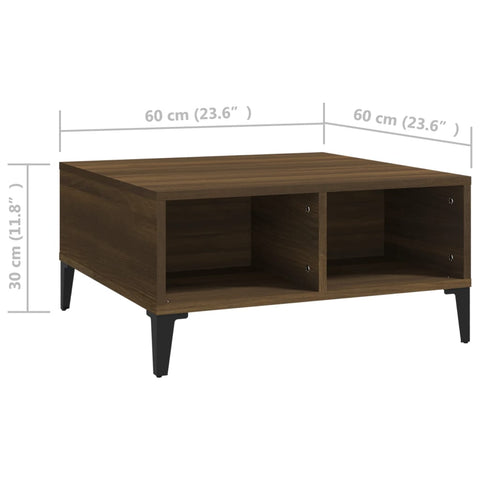 vidaXL Coffee Table Brown Oak 60x60x30 cm Engineered Wood