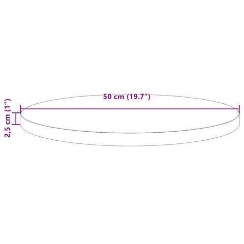 vidaXL Table Top White Ø50x2.5 cm Solid Wood Pine