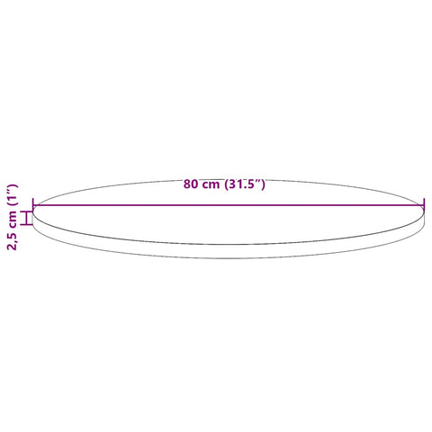 vidaXL Table Top White Ø80x2.5 cm Solid Wood Pine