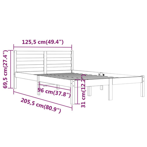 vidaXL Bed Frame without Mattress Solid Wood Pine 120x200cm