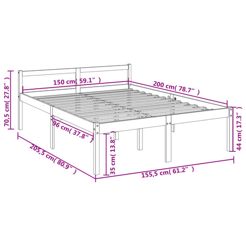 vidaXL Senior Bed without Mattress Black 150x200cm King Size