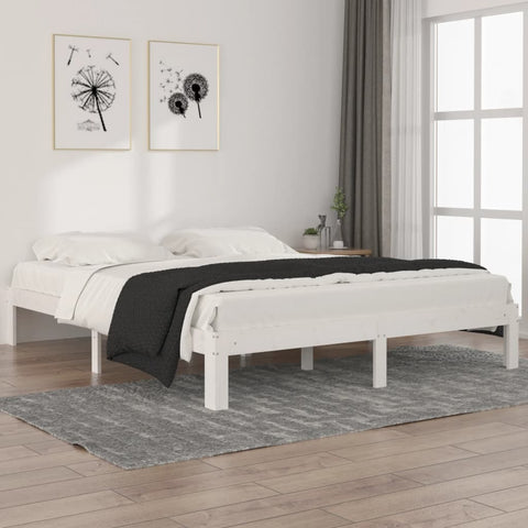 vidaXL Bed Frame without Mattress White Solid Wood Pine 160x200cm