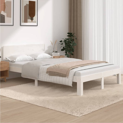 vidaXL Bed Frame without Mattress White Solid Wood Pine 120x200cm