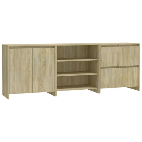 vidaXL 3 Piece Sideboard Sonoma Oak Engineered Wood