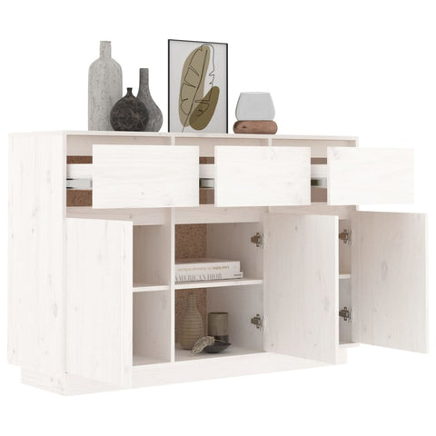 vidaXL Sideboard White 110x34x75 cm Solid Wood Pine