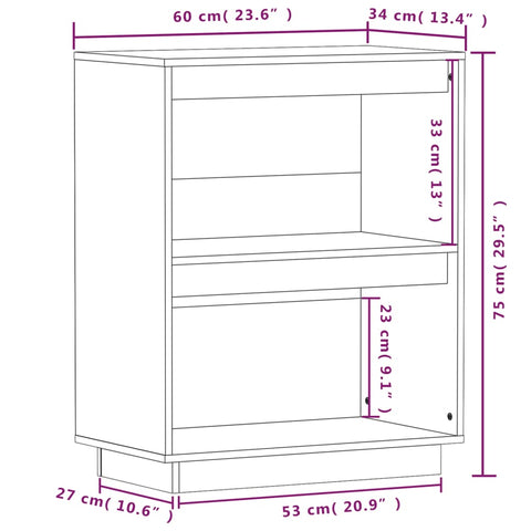 vidaXL Console Cabinet White 60x34x75 cm Solid Wood Pine