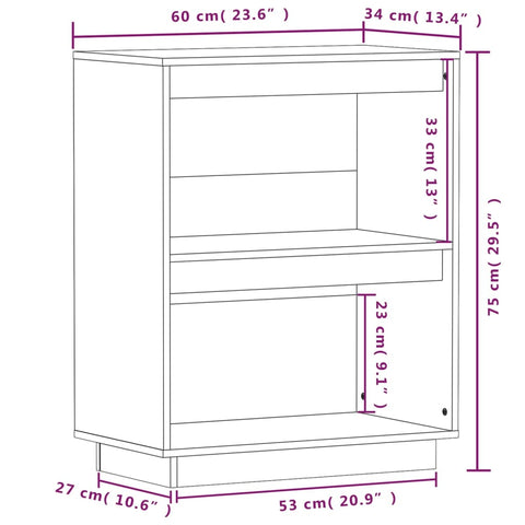 vidaXL Console Cabinet Honey Brown 60x34x75 cm Solid Wood Pine