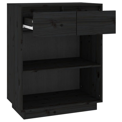 vidaXL Console Cabinet Black 60x34x75 cm Solid Wood Pine