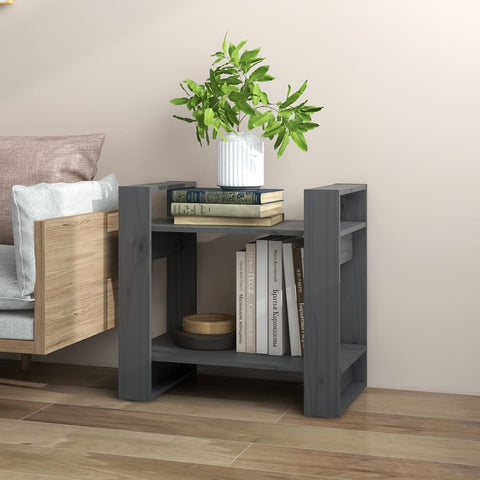 vidaXL Book Cabinet/Room Divider Grey 60x35x57 cm Solid Wood Pine