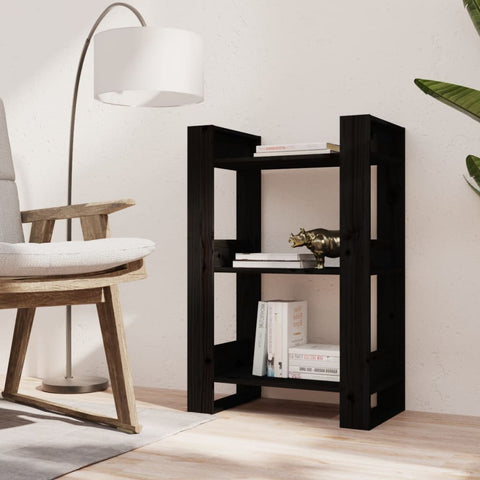 vidaXL Book Cabinet/Room Divider Black 60x35x91 cm Solid Wood Pine