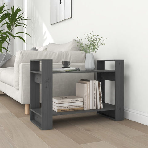 vidaXL Book Cabinet/Room Divider Grey 80x35x56.5 cm Solid Wood Pine