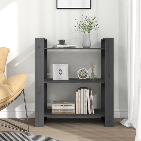 vidaXL Book Cabinet/Room Divider Grey 80x35x91 cm Solid Wood Pine