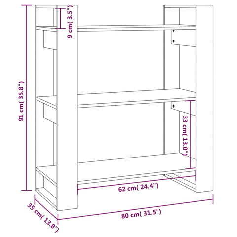 vidaXL Book Cabinet/Room Divider Honey Brown 80x35x91 cm Solid Wood