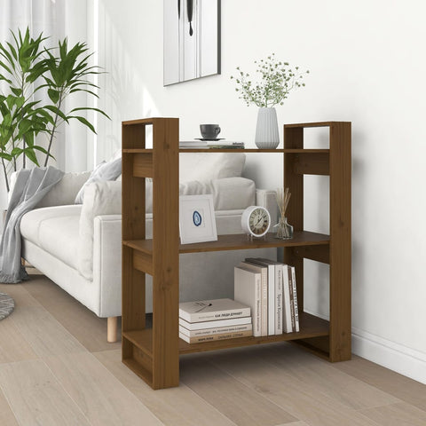 vidaXL Book Cabinet/Room Divider Honey Brown 80x35x91 cm Solid Wood