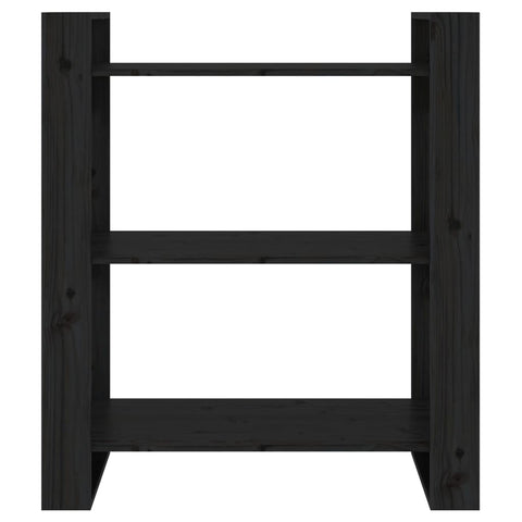 vidaXL Book Cabinet/Room Divider Black 80x35x91 cm Solid Wood Pine