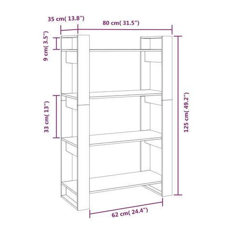 vidaXL Book Cabinet/Room Divider 80x35x125 cm Solid Wood Pine