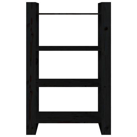 vidaXL Book Cabinet/Room Divider Black 80x35x125 cm Solid Wood Pine