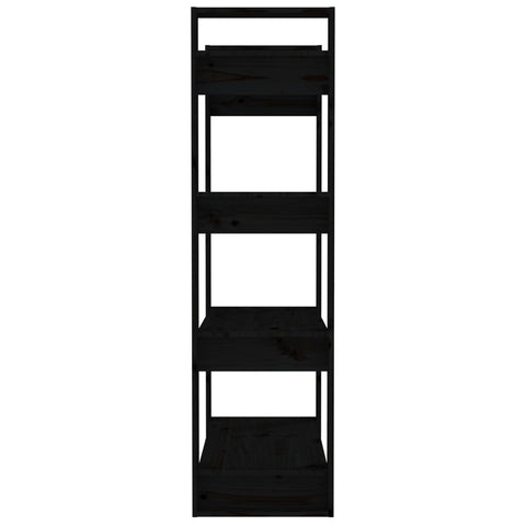 vidaXL Book Cabinet/Room Divider Black 80x35x125 cm Solid Wood Pine