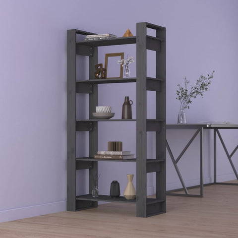 vidaXL Book Cabinet/Room Divider Grey 80x35x160 cm Solid Wood