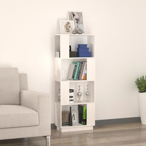 vidaXL Book Cabinet/Room Divider White 51x25x132 cm Solid Wood Pine