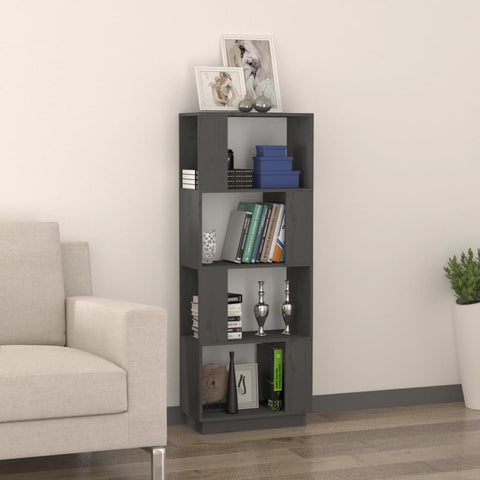 vidaXL Book Cabinet/Room Divider Grey 51x25x132 cm Solid Wood Pine