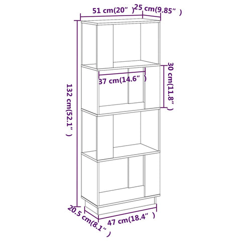 vidaXL Book Cabinet/Room Divider Honey Brown 51x25x132 cm Solid Wood Pine