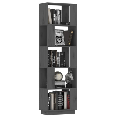 vidaXL Book Cabinet/Room Divider Grey 51x25x163.5 cm Solid Wood Pine