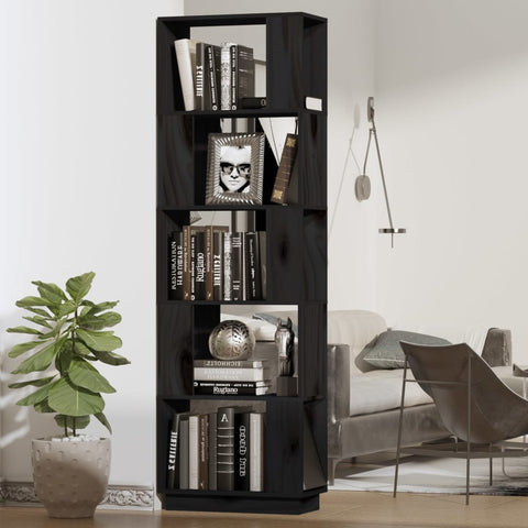 vidaXL Book Cabinet/Room Divider Black 51x25x163.5 cm Solid Wood Pine