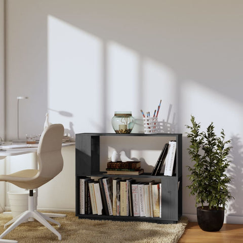 vidaXL Book Cabinet/Room Divider Grey 80x25x70 cm Solid Wood Pine