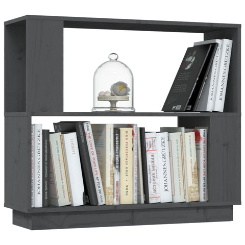 vidaXL Book Cabinet/Room Divider Grey 80x25x70 cm Solid Wood Pine