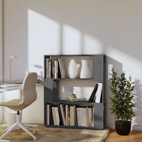 vidaXL Book Cabinet/Room Divider Grey 80x25x101 cm Solid Wood Pine