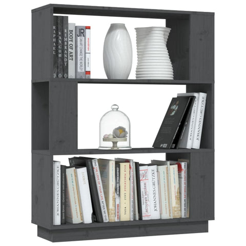 vidaXL Book Cabinet/Room Divider Grey 80x25x101 cm Solid Wood Pine