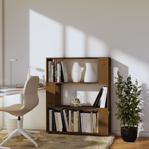 vidaXL Book Cabinet/Room Divider Honey Brown 80x25x101 cm Solid Wood