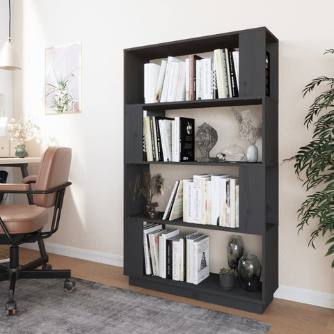 vidaXL Book Cabinet/Room Divider Grey 80x25x132 cm Solid Wood Pine