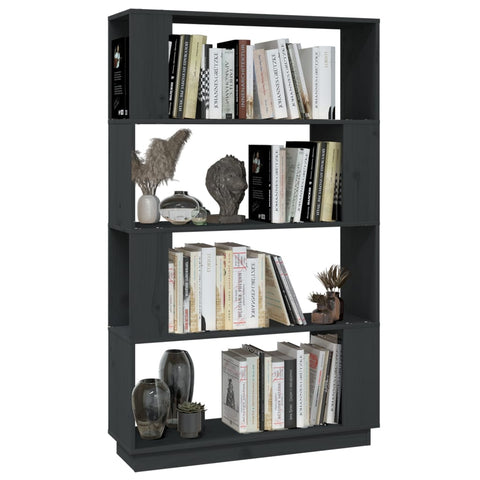 vidaXL Book Cabinet/Room Divider Grey 80x25x132 cm Solid Wood Pine