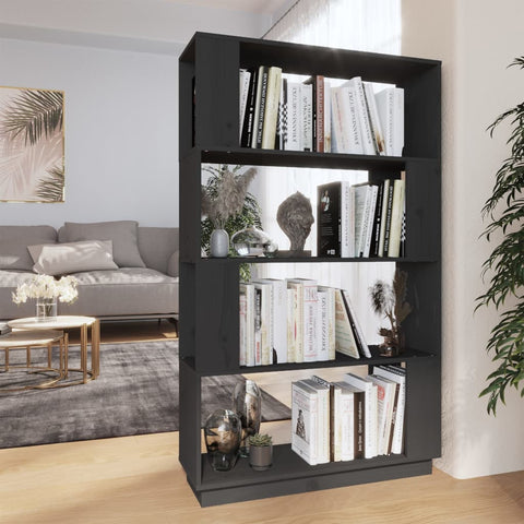 vidaXL Book Cabinet/Room Divider Grey 80x25x132 cm Solid Wood Pine