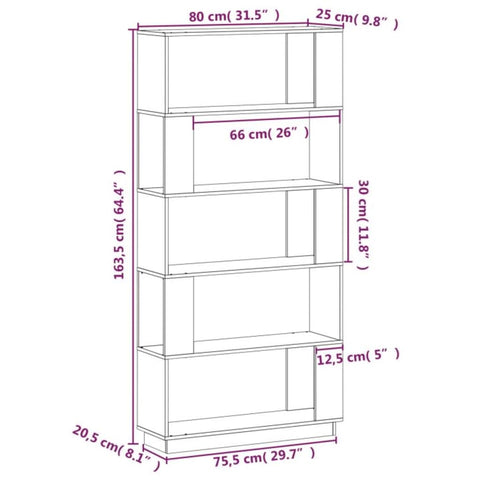 vidaXL Book Cabinet/Room Divider Black 80x25x163.5 cm Solid Wood Pine
