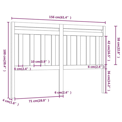 vidaXL Bed Headboard 156x4x100 cm Solid Wood Pine