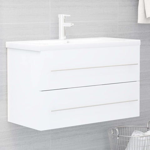 vidaXL Sink Cabinet with Built-in Basin White Engineered Wood