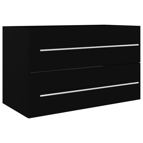 vidaXL Sink Cabinet with Built-in Basin Black Engineered Wood