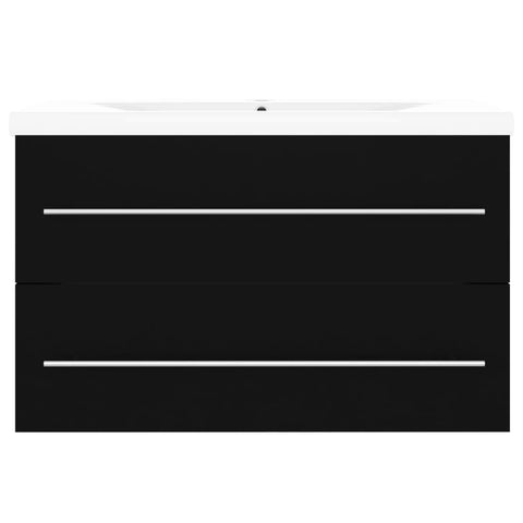 vidaXL Sink Cabinet with Built-in Basin Black Engineered Wood
