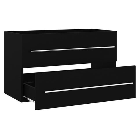 vidaXL Sink Cabinet with Built-in Basin Black Engineered Wood
