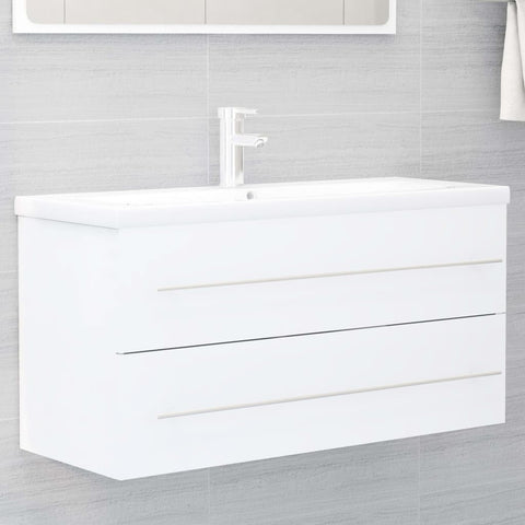 vidaXL Sink Cabinet with Built-in Basin White Engineered Wood