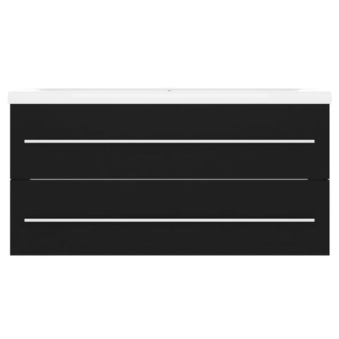 vidaXL Sink Cabinet with Built-in Basin Black Engineered Wood