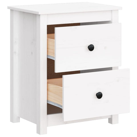 vidaXL Bedside Cabinet White 50x35x61.5 cm Solid Wood Pine