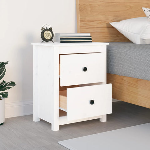 vidaXL Bedside Cabinet White 50x35x61.5 cm Solid Wood Pine