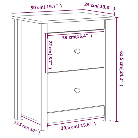 vidaXL Bedside Cabinets 2 pcs Honey Brown 50x35x61.5 cm Solid Wood Pine