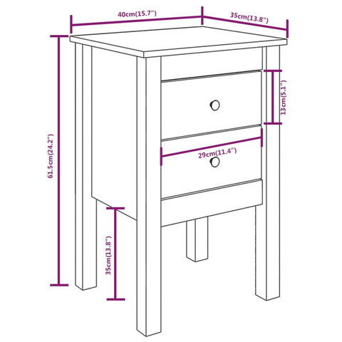 vidaXL Bedside Cabinets 2 pcs 40x35x61.5 cm Solid Wood Pine