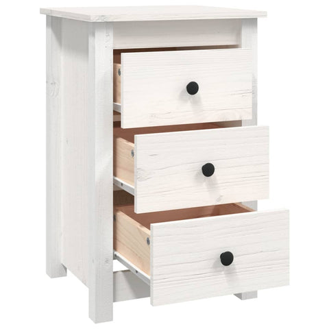 vidaXL Bedside Cabinet White 40x35x61.5 cm Solid Wood Pine